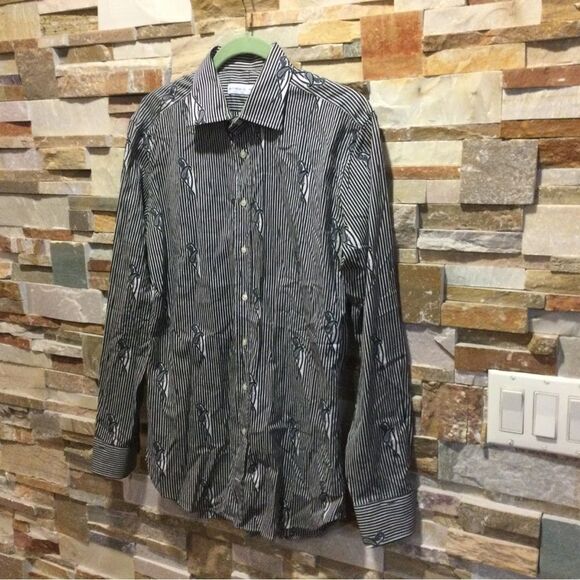 ETRO Men's Black Striped Slim Fit Shirt - Picture 2 of 9